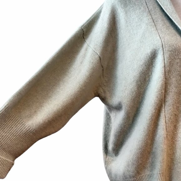 JH Collectibles Womens Vtg Pale Green Wool/Angora Open Shawl Collar Cardigan L - Picture 5 of 12